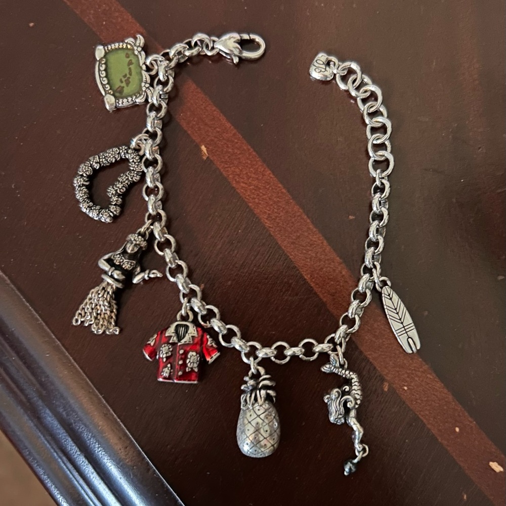 Brighton Aloha Hawaii state mermaid pineapple hula girl charm bracelet.